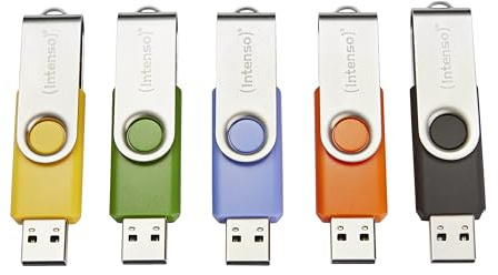 Intenso Basic Line 5X 32 GB USB-Sticks USB 2.0 mit praktischen Beschriftungsetiketten, Gelb, Grün, Schwarz, Blau + Orange, mit silbernem Metallbügel, 5er Pack: Amazon.de: Elektronik & Foto