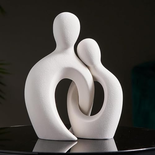 Eachave Skulptur Deko Weiß Abstrakte Kunst Statue Pärchen-Statue Kreative Kussskulptur Geeignet FüR Die Dekoration Von Wohnzimmer, Bar, Zimmer, BüRo (Weiß, M)