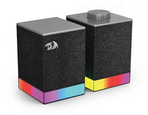 Redragon GS517 RGB Computerlautsprecher - 2.0 Stereo-Soundsystem mit BT- und USB-Dualverbindung, 8 RGB-Beleuchtungseffekten, Touch-Steuerung und Lautstärkeregler - Perfekt für Gaming und Multimedia