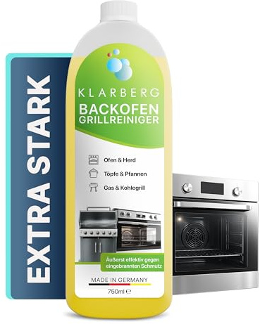 KLARBERG 750 ml Backofenreiniger & Grillreiniger für Ofen Rost und Blech | Löst eingebranntes Fett und Verkrustungen. Haftet als Gel an senkrechten Flächen. Für Grillrost Backblech und Kaminscheibe