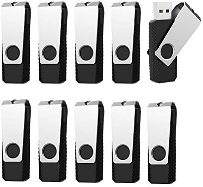 USB Sticks 32GB 10 Stück RAOYI USB-Stick 32GB 2.0 Schwarz | Speicherstick 32GB, LED-Anzeige, Flash Laufwerk Schwenken mit Metalldeckel
