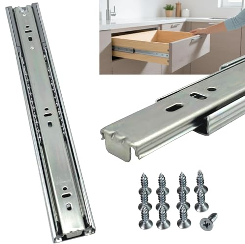 BRESKO 1 Paar (2 Stk.) Schubladenschienen 30-70 cm Vollauszug mit und ohne SoftClose Kugelführung (30cm ohne SoftClose)