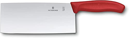 Victorinox Swiss Classic, Profi Kochmesser, Extra Scharfe Klinge, gerader Schliff, 18 cm, Robuster Kunststoffgriff, Rostfreier Stahl, rot