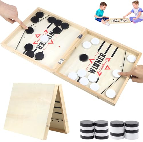 TUZHE Sling Puck Spiel Tischfußball-Gewinnerspiel, Tischfußball Brettspiel Hockey Zusammenklappbares, Tragbares Schachbrett, Geeignet für Partyspiele, Tischspiele und Eltern-Kind-Interaktion