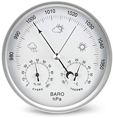 AMTAST Zifferblatt Typ Wetterstation analog 3 in 1 Barometer Thermometer Hygrometer 132mm Durchmesser Barometer analog Wetterstation für innen und außen (AW007 Metrisches System)