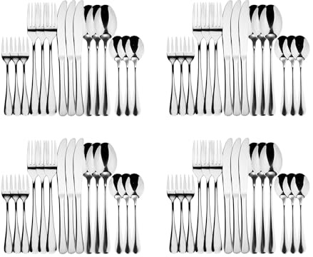 Bergner MUNICH 60-teiliges Besteckset aus Edelstahl, inkl. Messer, Gabeln und Löffel, eleganter Silber-Finish, langlebige Kollektion für jeden Anlass