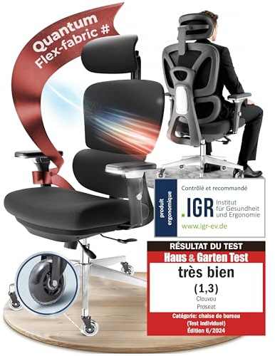 CLOUVOU ProSeat Bürostuhl Ergonomisch [TESTSIEGER] Schreibtischstuhl 100% individuell einstellbar | Büro Stuhl & Gaming Stuhl | Computerstuhl Home Office Chair Ergonomic | Drehstuhl 150 kg