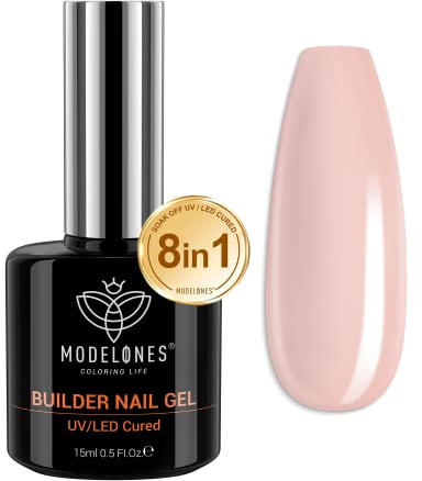 modelones Aufbaugel für Gelnägel, Extender Gel,Gellack,UV/LED-Nagellack, Building,Nagelfestiger, Nagelver, Base Coat, Nagelverlängerung Nail Art DIY 15ML(Nude Braun)
