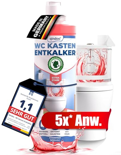 Qindoo WC Spülkasten Reiniger Entkalker, Extra starker Kalklöser für Aufputz und Unterputz Toilettenspülkasten, löst Sclamm und Kalk Krusten der Spülkästen Mechanik (0,5 Liter)