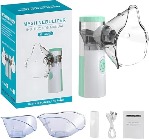 Inhalationsgerät für Erwachsene & Kinder | Leise & kompakt | Einfache Reinigung & Bedienung | Inkl. 2 Masken + Mundstück für effiziente Inhalation zu Hause & unterwegs