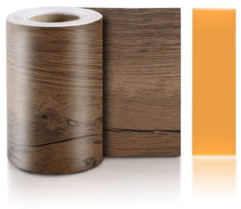 TECDW Selbstklebende Bordüre Holzmaserung(10 cm x 10m), tapetenbordüre Reparatur selbstklebend Folie, sockelleisten selbstklebend Holzkontaktpapier für Möbel, Tür, Boden, Wandfliesen