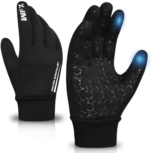 WFX Winter-Kinder-Sporthandschuhe, Touchscreen-Anti-Rutsch-Thermo-Jungen-Handschuhe zum Laufen, Wandern, Skisport & Outdoor-Walking, winddicht, warm, Fahrradhandschuhe für Jungen und Mädchen (Alter 6