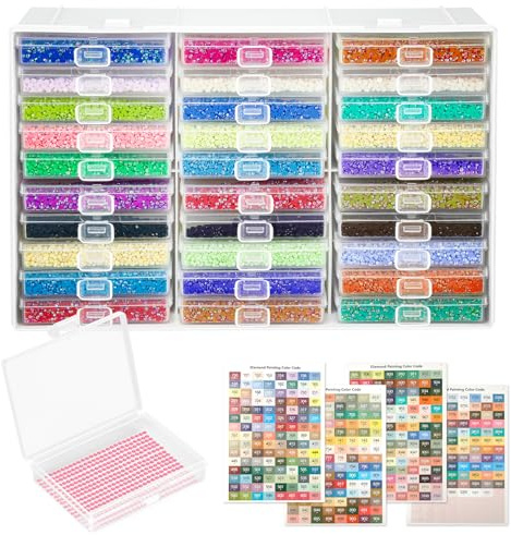 Diamond Painting Aufbewahrungsbox, 30 Stück Sortierboxen für Kleinteile Mit 455 Speicheretiketten, 2 in 1 Aufbewahrung & Schiffchen, Leckfest Diamond Painting Zubehör Boxen für DIY Kunst Handwerk