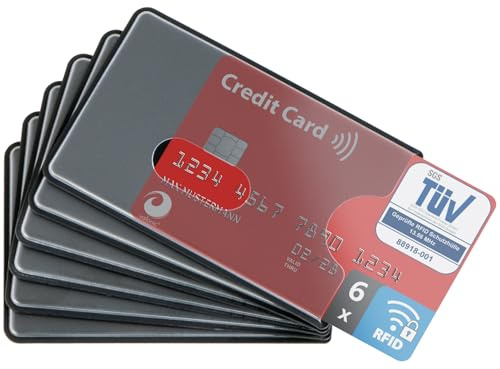 valonic TÜV geprüfte RFID Blocker Schutzhülle - 6 Stück - Sicherheit gegen Datenklau - NFC Schutzhüllen - Kartenhülle für Kreditkarten und EC Karten, EC Kartenhülle für Bankkarten
