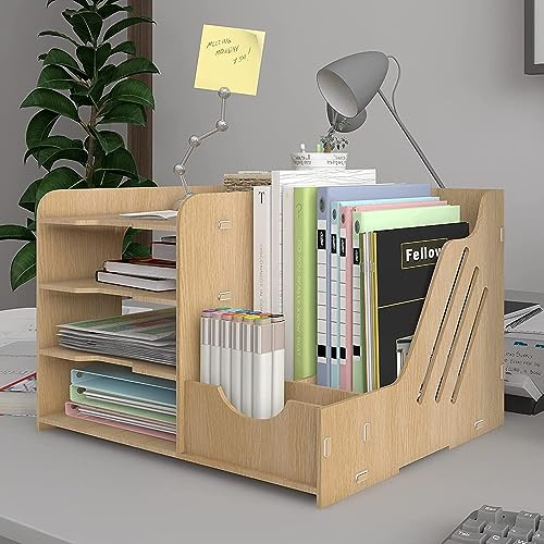 PUNCIA A4 Dokumentenablage Ablagefächer aus Holz Briefablage Papierablage | Schreibtisch Datai Organizer Ablagesystem Aktenaufbewahrung Dokumentenhalter für Büro Arbeitszimmer Schule Office