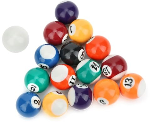 GOTOTOP Billardkugeln 32mm 16 Stück, Harz Pool Ball Set | 15 nummeriert + weiß, 538g, Kugel, Spielzimmer