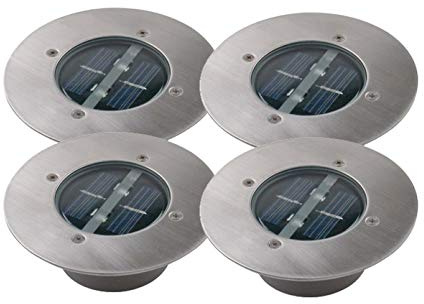 Ranex 4er SET moderner Solar LED Bodeneinbaustrahler rund in Edelstahl/Glas für Außenbereich