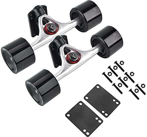 Skateboard LKW Hohe Haltbarkeit Longboard Röllchen Auflage Lagerbolzen 2pcs Set(Silberne Welle Schwarzes Rad)