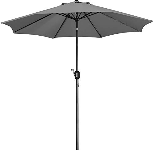Yaheetech Sonnenschirm 270 cm Terrasenschirm Gartenschirm Knickbarer Balkonschirm Kurbelschirm mit Kurbelvorrichtung Sonnenschutz UPF 50+, Grau