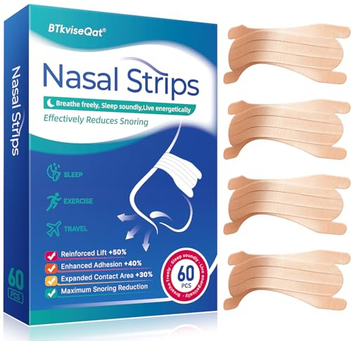 Nasenpflaster Schnarchen 60 Stück Schnarchstopper Nose Strips Anti Schnarch Lösung Nasenstrips für Bessere Atmen & Sport Nasal Strips Effektive Schnarchen Stopper Gegen Schnarchen Schnarchpflaster
