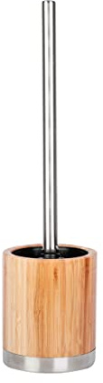 axentia WC Garnitur Bambus aus Edelstahl, in der Farbe Braun, Abmessungen: 9,50x9,50x27 cm, 282334