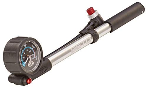 Prophete Dämpferpumpe für Dämpfer & Federgabel, bis 20 bar Pumpdruck, Drehschlauch, Entlüftungsknopf, T-Griff mit Manometer, Aluminium