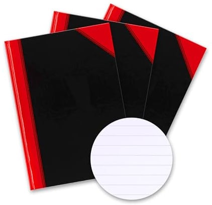Bantex Notizbuch A4, liniert, 192 Seiten, 70 g/m², Hardcover, schwarz, 3 Stück