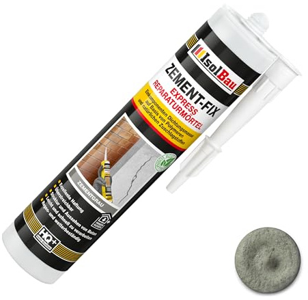 Isolbau Zement-Fix 1 x 300 ml Zementgrau Express Reperaturmörtel - Dichtungsmasse für Fugen & Risse im Innen- & Außenbereich, Kartusche