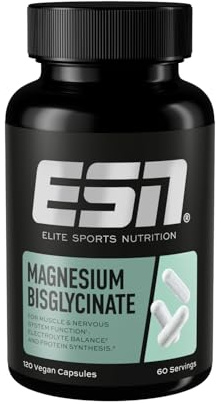 ESN Magnesium Caps, 120 Kapseln, 194 mg Magnesium pro Tagesportion - Magnesiumbisglycinat-Kapseln, Hohe Bioverfügbarkeit - Made in Germany
