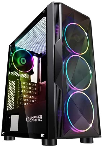 EMPIRE GAMING – Diamond PC-Gehäuse Gamer ARGB Mittelgroßer Gehäuseturm ATX – Fassade aus Diamant Plexiglas und Seitentür aus Sicherheitsglas – 4 Ventilatoren 120 mm LED RGB Adressierbar 5 Volt