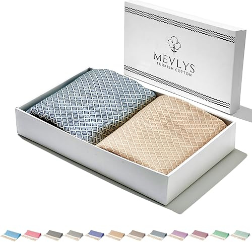 MEVLYS Saunatuch Hamamtuch [2er Set] Strandtuch Saunahandtuch groß 100x180 Duschtuch Strandhandtuch Picknickdecke Yogatuch Baumwolle Extra Leicht Damen&Herren (Petrol Blau/Pastellbeige)