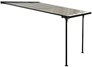 Westmann Terrassenüberdachung Bruce, 300x313x270 cm, Schwarz, Aluminium | Die 6 mm starken Doppelstegplatten lassen Regen und Schmelzwasser abfließen und tragen bis zu 100 kg/m2 Schneelast.