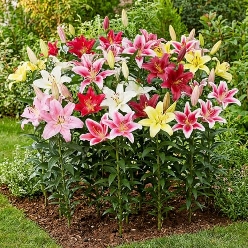 FLORIUM - Orientalische Lilien Exquisite Kollektion (15 Zwiebeln) Mischung aus 5 Sorten, je 3 pro Farbe, Winterharte Garten blumenzwiebeln aus Holland, Große Knollen – Echte Pflanzen (keine Samen)