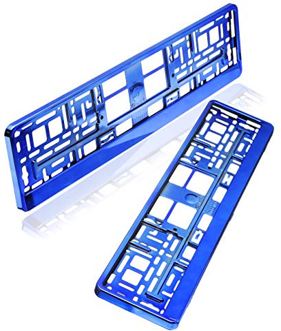 baytronic Kennzeichenhalter Hochglanz 2er Set (Blau-Chrom)