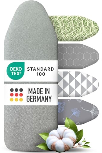 arteneur - Made in Germany Bügelbrettbezug 120x40 | Hitzereflektierend | Gummizug | OEKOTEX100 | 5 Größen | Polsterung | Bügelbrettbezug für Dampfbügeleisen | Bügeltischbezug M Silber