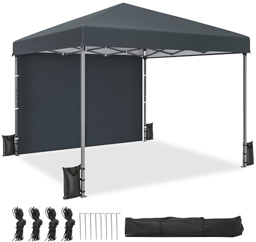 DWVO Pavillon Faltpavillon, Faltbarer Stabil Pop up Wetterfester Gartenpavillon mit Schutz, höhenverstellbar für alle Jahreszeiten ideal für Märkte Pool Wasserdicht und robust 3x3M Grau