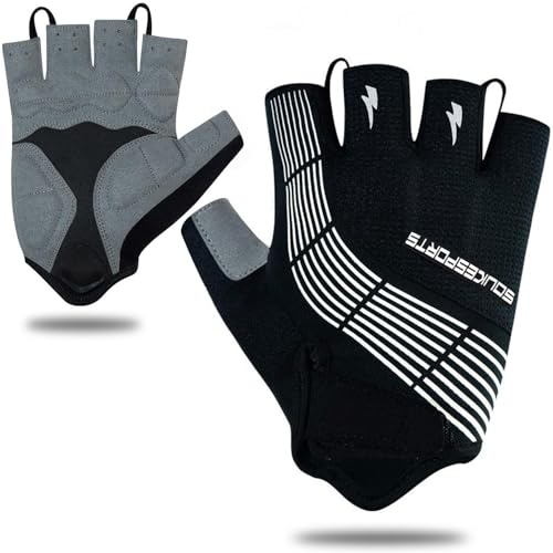 Souke Sports Herren Damen Fahrradhandschuhe Sommer Halbfinger Radhandschuhe | Fingerlos Fahrrad Handschuh mit Gepolsterte StoßDäMpfung,Atmungsaktiv Kurz Rennrad Handschuhe für Road,MTB