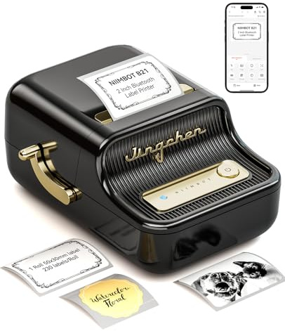 Etikettiermaschine mit 1 Rolle kostenlosem Klebeband NIIMBOT B21 Vintage 50mm Breite Business Thermal Label Drucker Preisauszeichner etikett Etikett Writer (Schwarz)