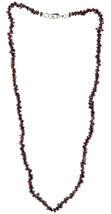 Budawi® Granat Splitterkette | Edelstein Kette aus Naturstein | rote Steinkette mit Karabinerverschluss