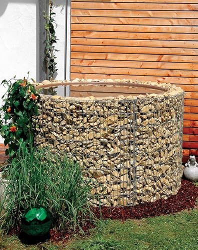 Wasserfass Regenfass Gabione Durchmesser 130cm - Höhe 80cm - Regentonne Bausatz inkl. Teichfolie und Trennvlies Bellissa