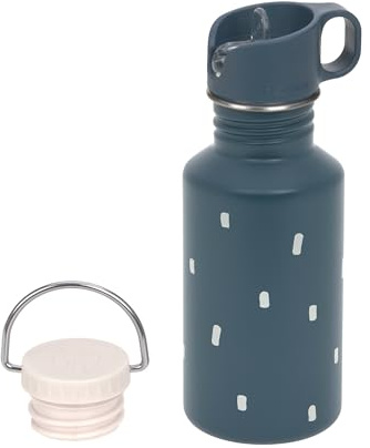 LÄSSIG Trinkflasche Edelstahlflasche BPA-frei 500ml Kinder Kita Kindergarten auslaufsicher mit Sporttrinkverschluss/Bottle Stainless Steel Happy Prints midnight blue