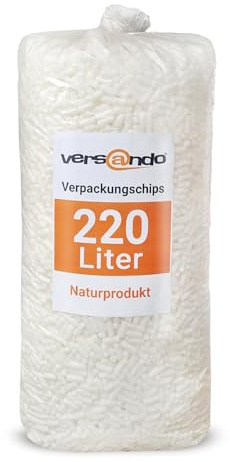 versando 220 Liter Verpackungschips Füllmaterial Polsterchips - 100% natürlich abbaubar aus Maisstärke