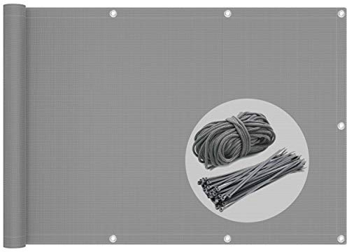 VOUNOT Balkon Sichtschutz 90x600 cm, Balkonbespannung Balkonsichtschutz für Terrasse und Zaun, HDPE Gewebe, UV-Schutz, Wetterfest, Anthrazit