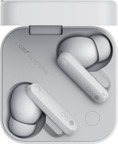 CMF by Nothing Buds Pro 2 – Kabellose Ohrhörer mit HiFi-Sound, 50 dB Intelligente aktive Geräuschunterdrückung, 6 HD-Mikrofone und Spatial-Audio-Effekt, 2025 - Hellgrau