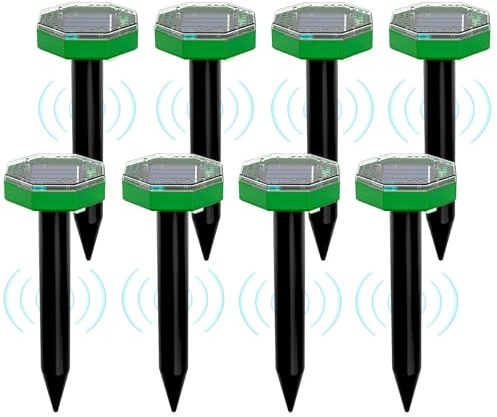 Solar Maulwurfabwehr 8 stück,IP65 wasserdichter Maulwurf Vertreiber für den Außenbereich zur Abwehr von Maulwürfen