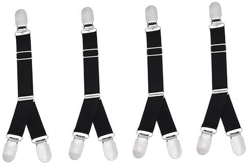 Upstore 4 Stück (2 Paar) Metall verstellbare elastische Strumpfbänder Doppelweg Duckbill-Schnalle rutschfeste Strumpf-Clips Socken befestigen Strapshemden Feststellklemmen