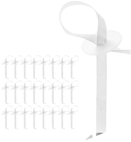 Ballonverschlüsse mit Band, 25 Pack, in Weiß, 120 cm reißfestes Polyband, Ballonband mit Schnellverschluss für Heliumballons und Luftballons, Ballongirlande, Luft Ballon Verschlüsse für Dekoration