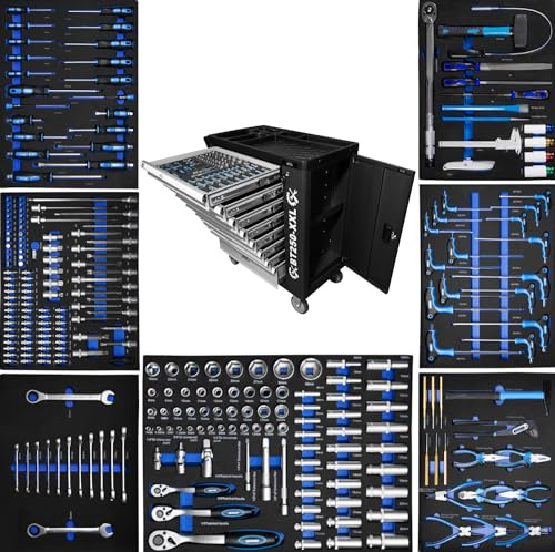 Benson Tools XXXL Werkzeugwagen Premium gefüllt Schaumeinlagen Werkstattwagen