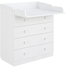 Shefa Kids Wickelkommode 800 Weiß - Hochwertige Kommode mit Wickelaufsatz für Babyzimmer