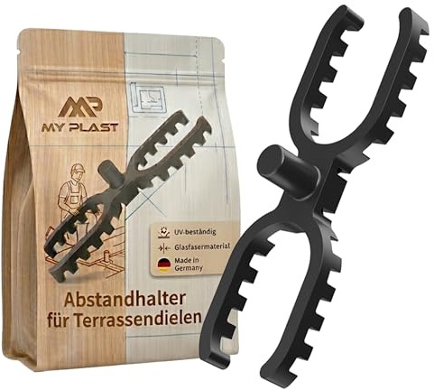 My Plast Terrassendielen Abstandhalter I 7 mm Fugenbreite - 200 Stück - offen geriffelt I Kunststoff Unterkonstruktion, verbessert Abfluss & Belüftung, Polyamid & Glasfasermaterial, Bauzubehör